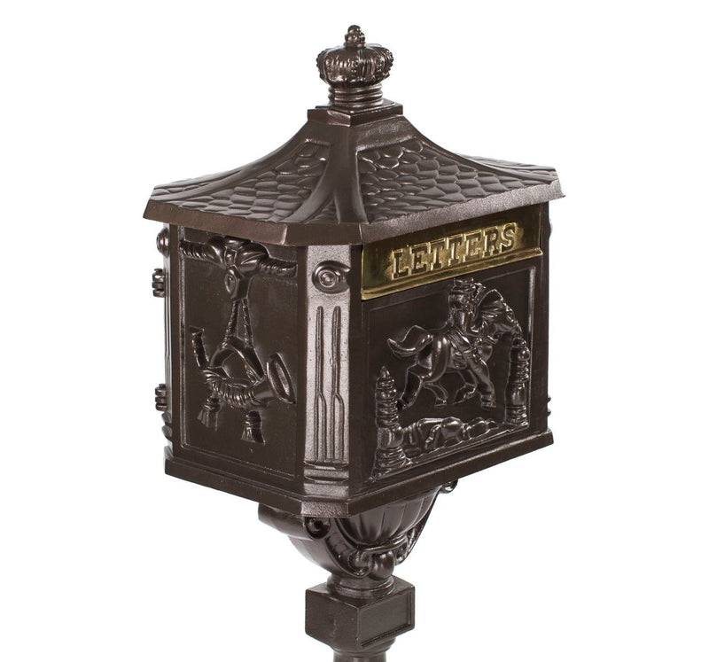 Amco Victorian Pedestal Locking Mailbox in Textured Bronze