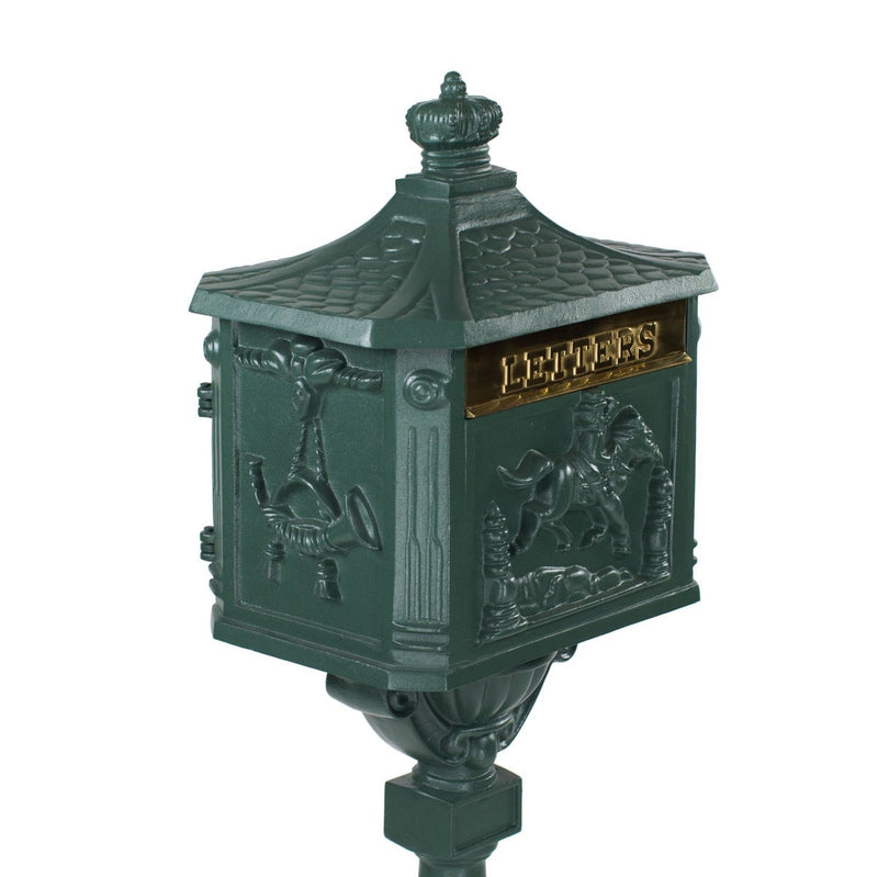 Amco Victorian Pedestal Locking Mailbox in Textured Green