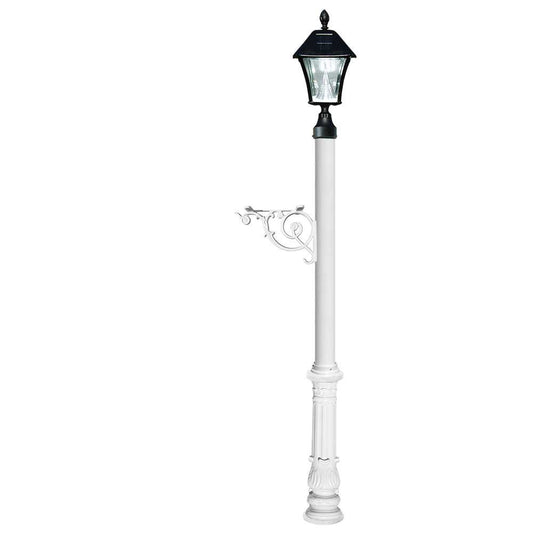 Lewiston Post Only with Support Brace and Ornate Base with Black Bayview Solar Lamp