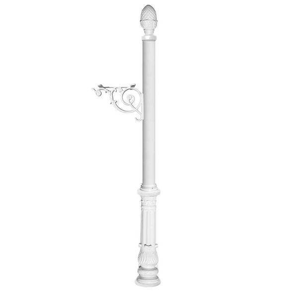 Lewiston Post Only with Support Brace, Decorative Ornate Base and Pineapple Finial