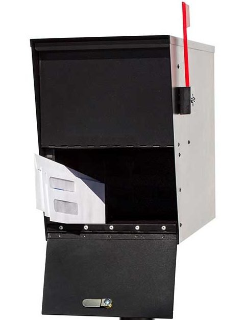QualArc Penfield TRIPLE Mailbox Post System, no base with Three Letter Sentry mailboxes Black