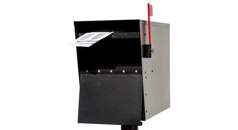 QualArc Penfield Twin Mailbox Post System, no base with two Letter Sentry mailboxes Black