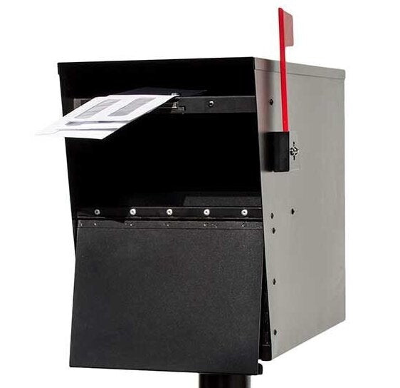 QualArc Penfield TRIPLE Mailbox Post System, base 8 with Three Letter Sentry mailboxes Black