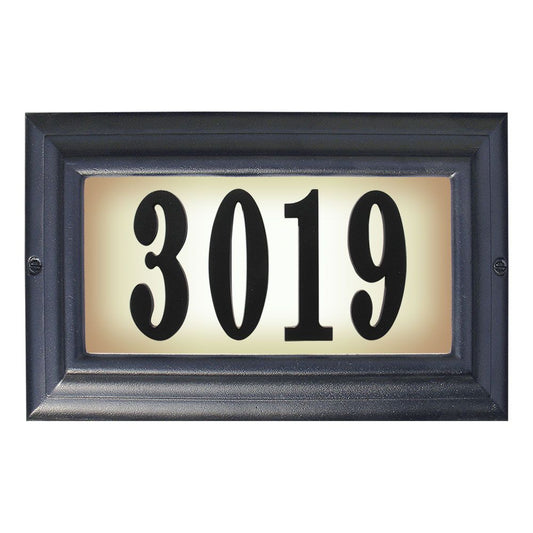 Edgewood Large Lighted Address Plaque with Polymer Numbers Included - Black Frame