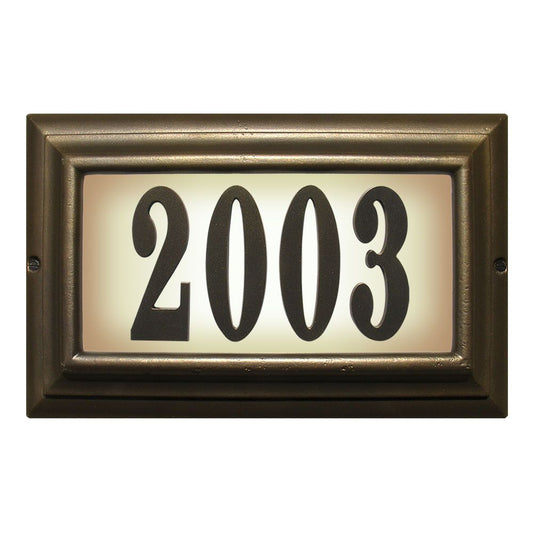 Edgewood Large Lighted Address Plaque with Polymer Numbers Included - French Bronze Frame