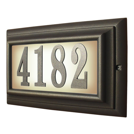 Edgewood Large Lighted Address Plaque in Oil Rub Bronze Frame Color