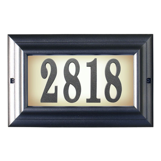 Edgewood Large Lighted Address Plaque with Polymer Numbers Included - Pewter Frame Color