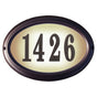 Edgewood Oval Lighted Address Plaque with Polymer Numbers Included - Antique Copper Frame