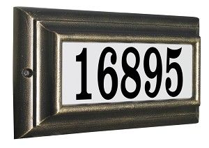 Edgewood Standard Lighted Address Plaque with Black Vinyl Numbers - Oil Rub Bronze Frame Color