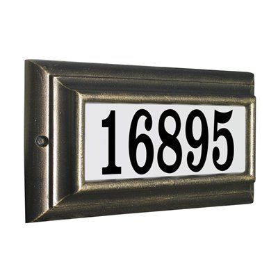 Edgewood Standard Lighted Address Plaque with Black Vinyl Numbers - Pewter Frame Color