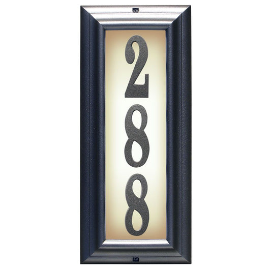 Edgewood Vertical Lighted Address Plaque with Vinyl Numbers (Choose Frame and Numbers)