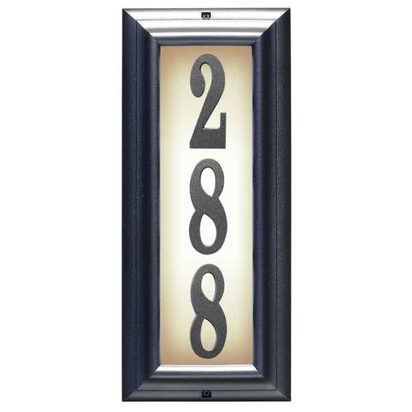 Edgewood Vertical Lighted Address Plaque with Vinyl Numbers (Choose Frame and Numbers)