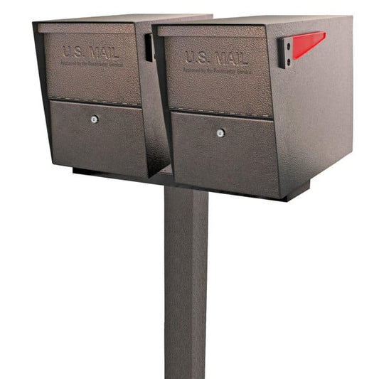 Mail Boss Package Master Dual Mailboxes with Post - Bronze