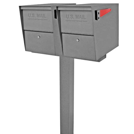 Mail Boss Package Master Dual Mailboxes with Post - Granite