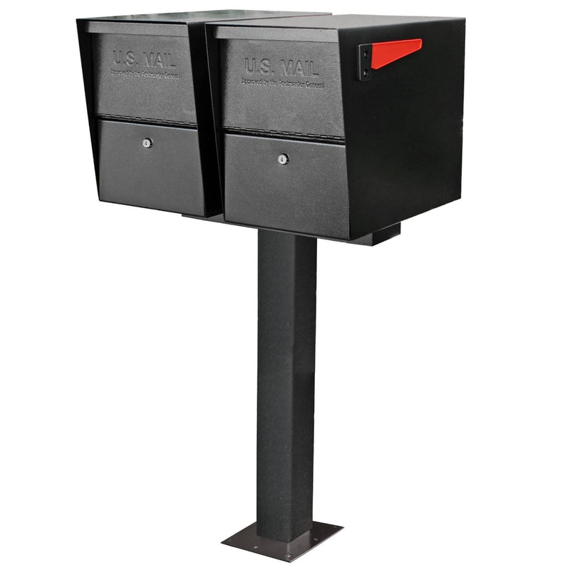 Mail Boss Package Master Dual Mailboxes with Post - Black