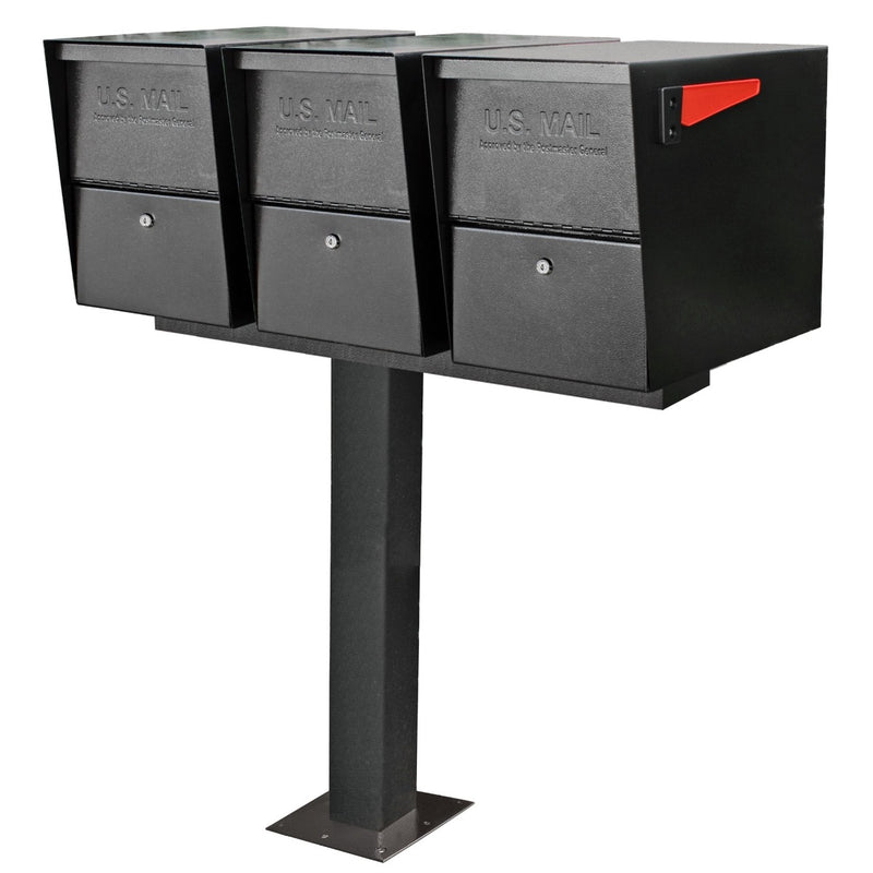 Mail Boss Package Master Triple Mailboxes with Post - Black