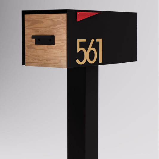 Post & Porch Malone Post-Mounted Mailbox with Wood Door