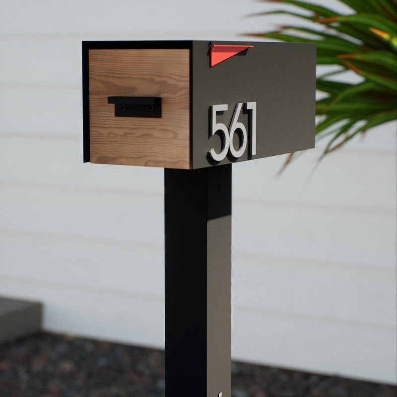 Post & Porch Malone Post-Mounted Mailbox with Wood Door