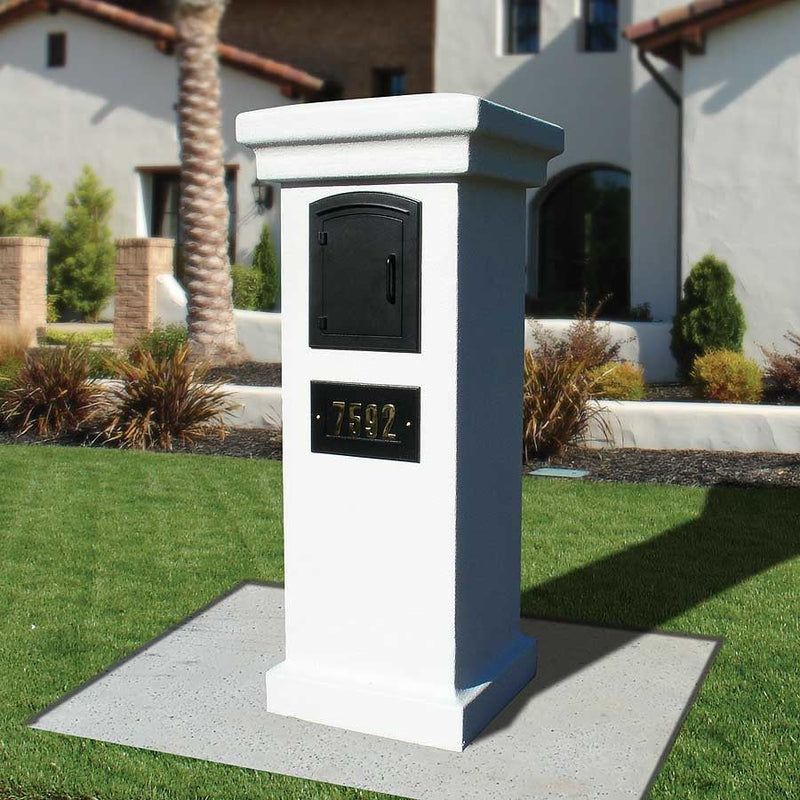 Manchester Security Locking Column Mount Mailbox with Decorative Cross Emblem (Stucco Column Not Included)