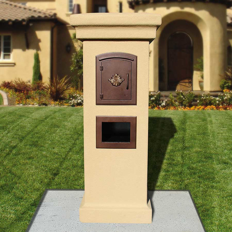 Manchester Non-Locking Column Mount Mailbox with Fleur de Lis Emblem