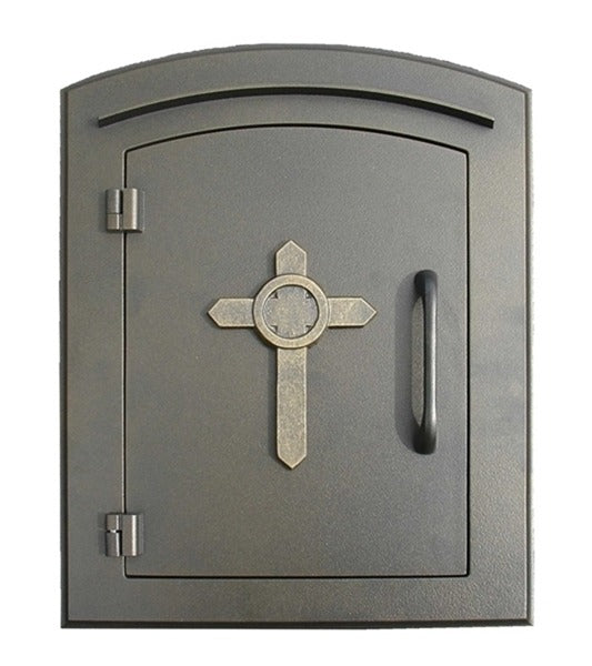 Manchester Security Locking Column Mount Mailbox with Decorative Cross Emblem (Stucco Column Not Included)