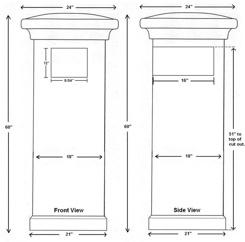 Manchester Security Locking Stucco Column Mailbox with Oak Tree Emblem - Stucco Column Included (Choose Colors)