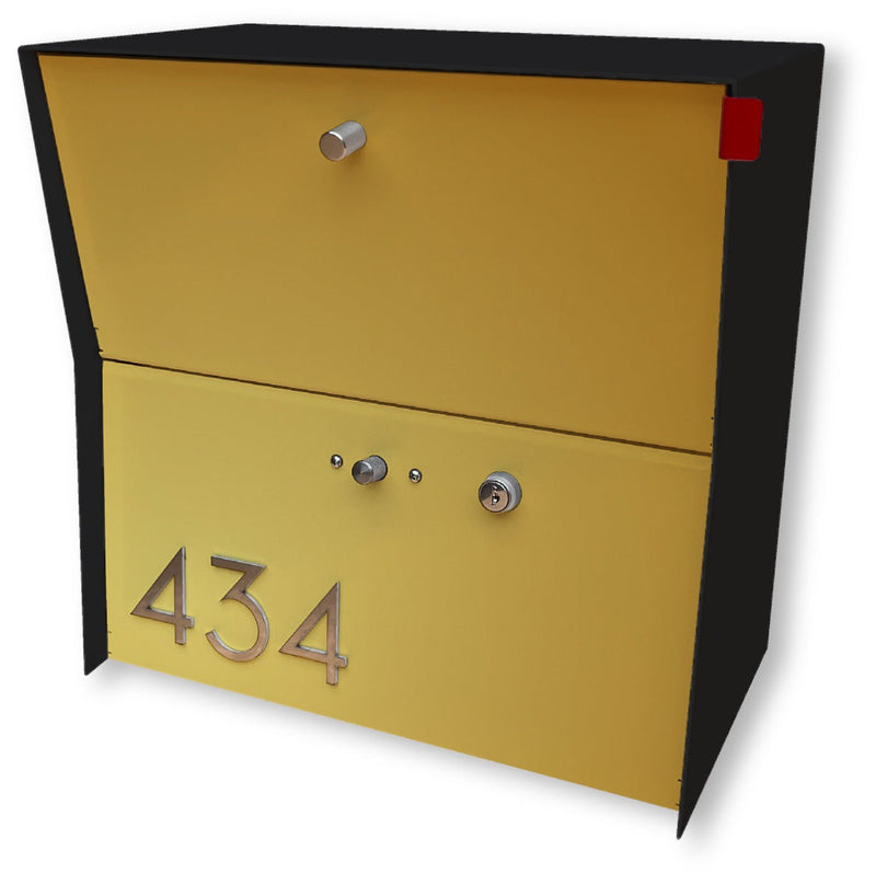 Tedstuff RetroBox Locking Small Package Wall Mounted Mailbox in Jet Black