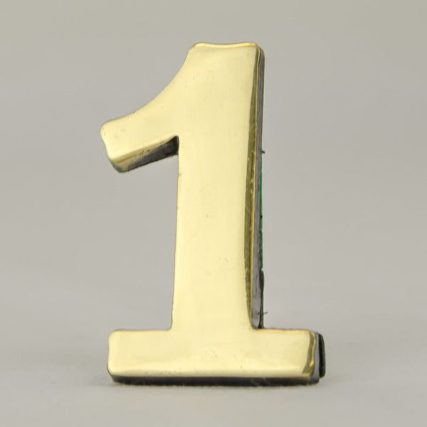 2 Inch Brass Number with Self Adhesive Back - One (1)