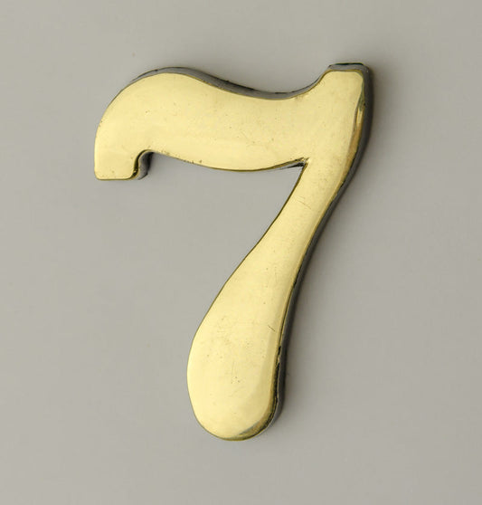 2 Inch Brass Number with Self Adhesive Back - Seven (7)