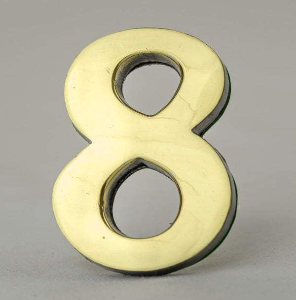 2 Inch Brass Number with Self Adhesive Back - Eight (8)