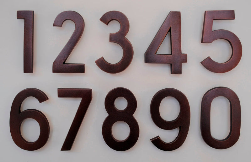 4 Inch Brass Numbers in Antique Copper