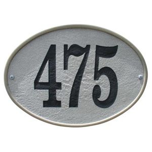Oakfield Oval Crushed Stone Address Plaque in Sandstone Color