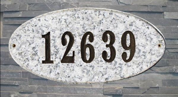 Rockport Oval Solid Granite Address Plaque With Engraved Text
