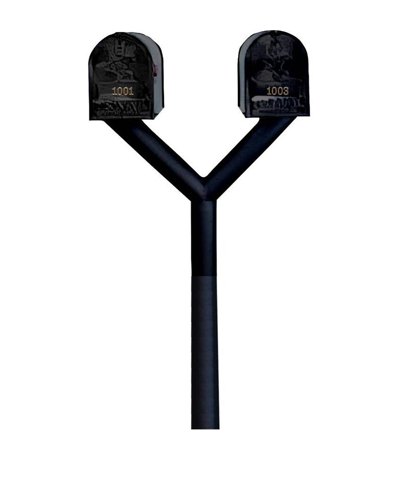 QualArc Penfield Twin Mailbox Post System, no base with two E1 Economy Mailboxes
