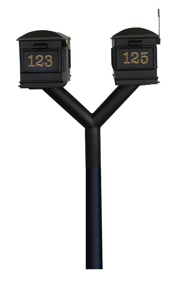 QualArc Penfield Twin Mailbox Post System, no base with two Lewiston Mailboxes