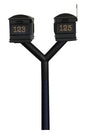 QualArc Penfield Twin Mailbox Post System, no base with two Lewiston Mailboxes