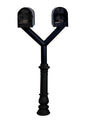 QualArc Penfield Twin Mailbox Post System, base 7 with two E1 Economy Mailboxes Black