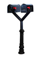 QualArc Penfield Twin Mailbox Post System, base 7 with two E1 Economy Mailboxes Black