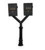 QualArc Penfield Twin Mailbox Post System, base 7 with two Letter Sentry mailboxes Black