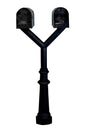 QualArc Penfield Twin Mailbox Post System, base 8 with two E1 Economy Mailboxes Black