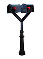 QualArc Penfield Twin Mailbox Post System, base 8 with two E1 Economy Mailboxes Black