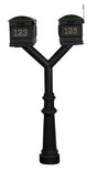 QualArc Penfield Twin Mailbox Post System, base 8 with two Lewiston Mailboxes