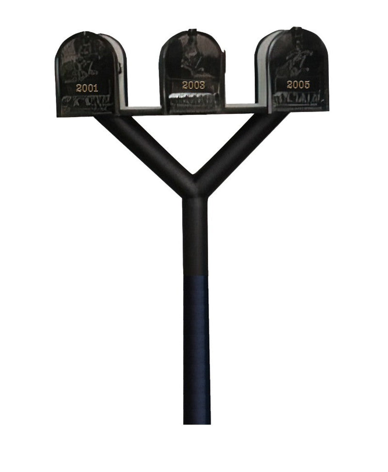 QualArc Penfield TRIPLE Mailbox Post System, no base with three E1 Economy Mailboxes Black