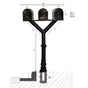 QualArc Penfield TRIPLE Mailbox Post System, base 7 with three E1 Economy Mailboxes Black