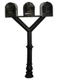 QualArc Penfield TRIPLE Mailbox Post System, base 7 with three E1 Economy Mailboxes Black
