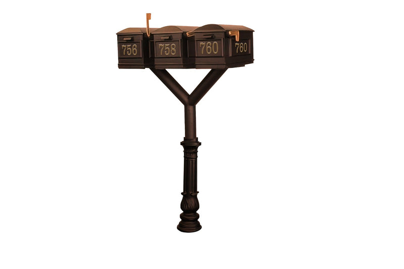 QualArc Penfield TRIPLE Mailbox Post System, base 7 with three Lewiston Mailboxes