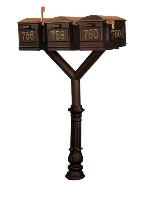 QualArc Penfield TRIPLE Mailbox Post System, base 7 with three Lewiston Mailboxes