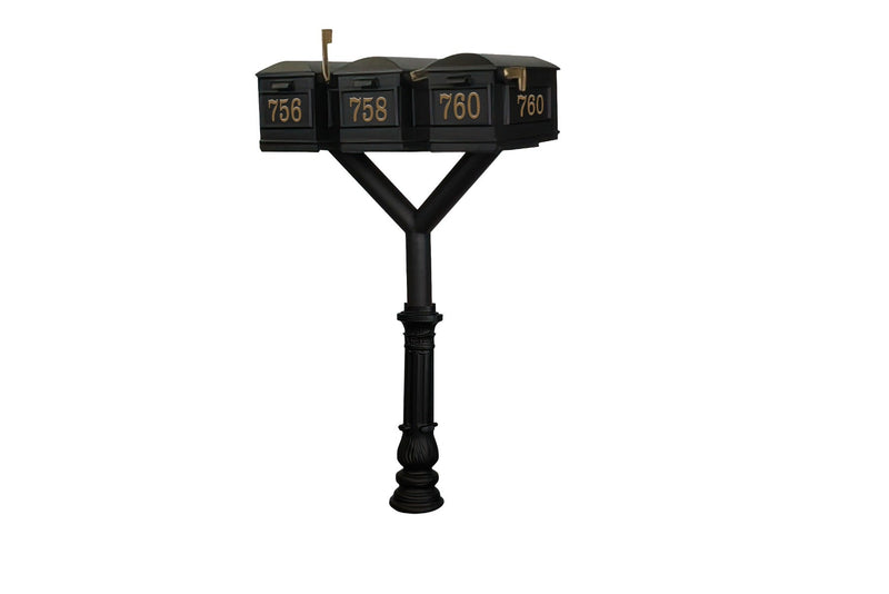 QualArc Penfield TRIPLE Mailbox Post System, base 7 with three Lewiston Mailboxes
