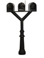 QualArc Penfield TRIPLE Mailbox Post System, base 8 with three E1 Economy Mailboxes Black