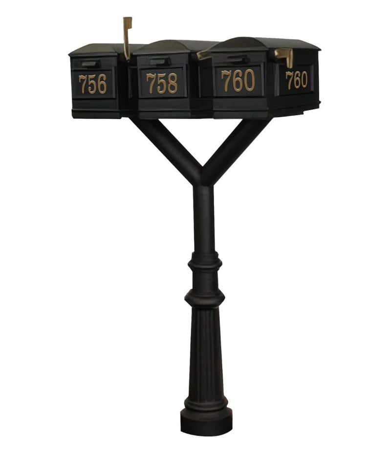 QualArc Penfield TRIPLE Mailbox Post System, base 8 with three Lewiston Mailboxes